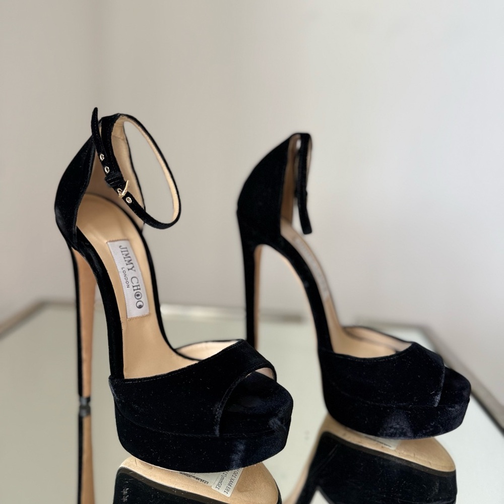 New Jimmy Choo Max 150 Black Velvet 37 $995 - Picture 8 of 12